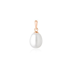 Pandantiv perla naturala alba si argint placat cu aur roz DiAmanti PR-PFD19_W-G (Argint 925‰ 0,14 g.)